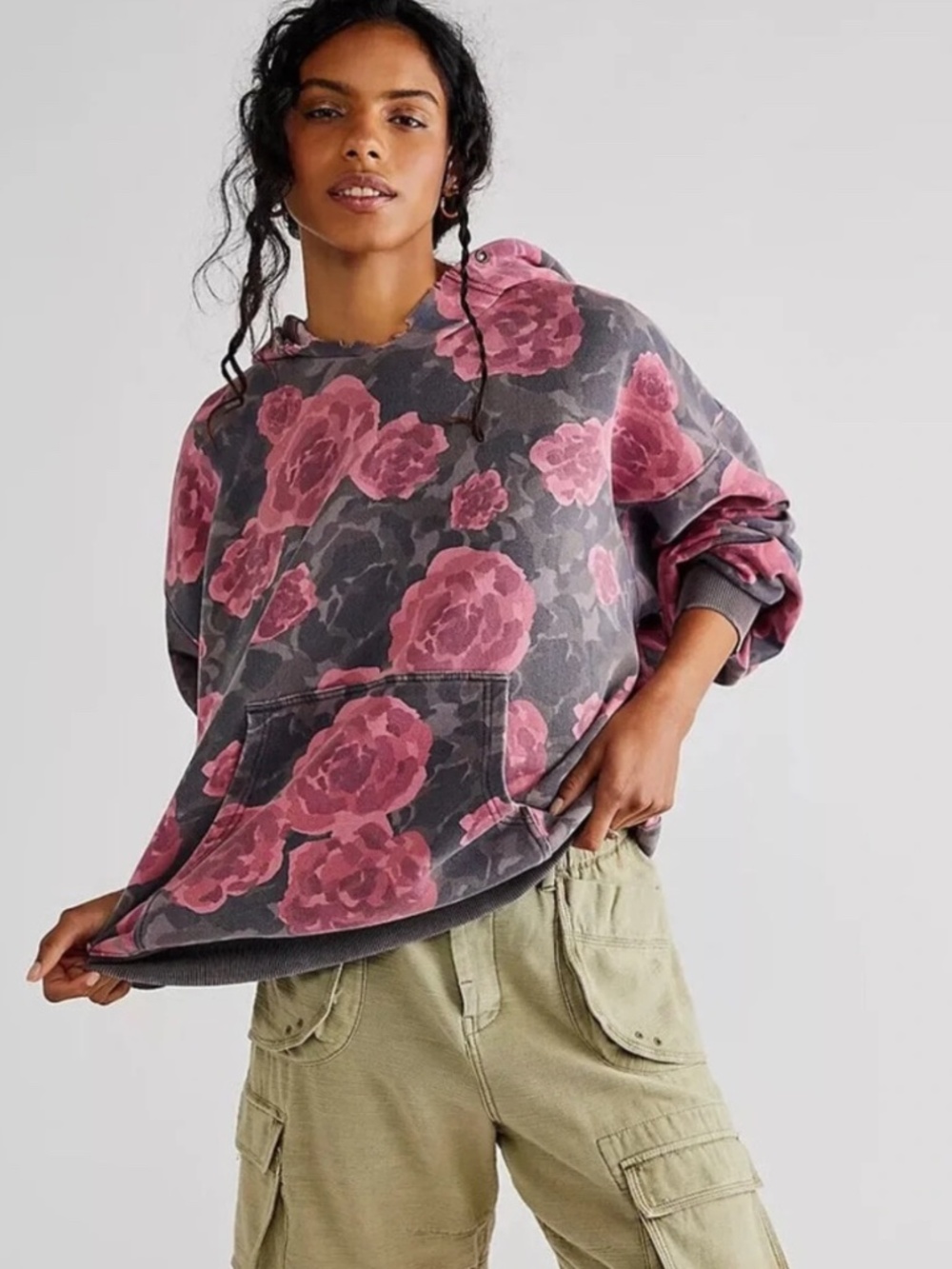 We The Free It's a Vibe Printed Hoodie Pink Rose Size Small